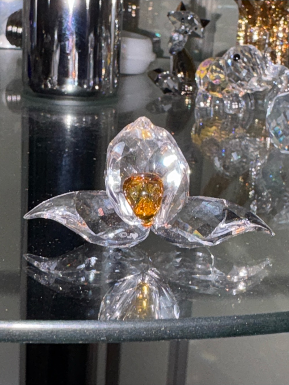Retired Swarovski SCS African Violet, Repaired, but Sits on Angle.